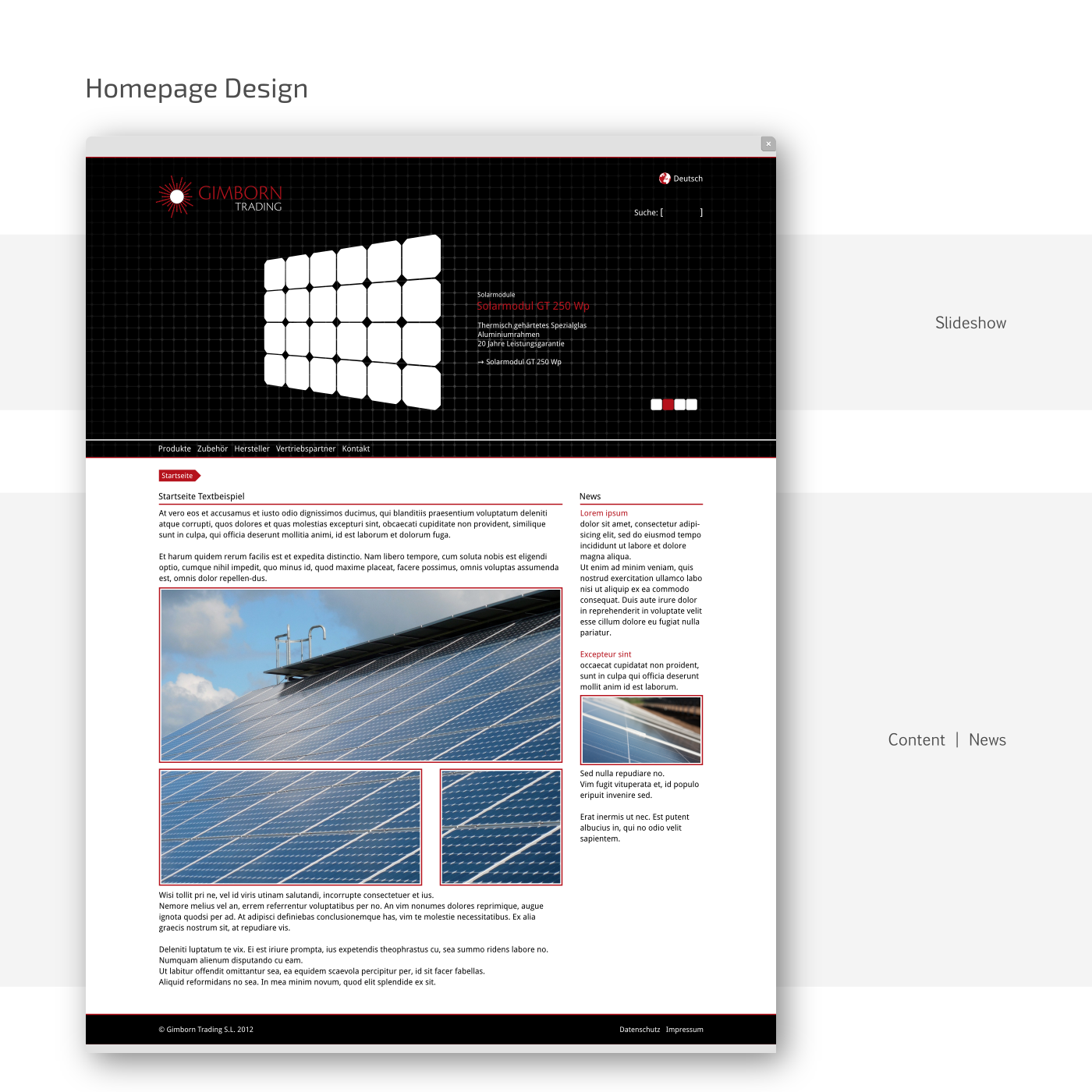 GimbornTrading - Design Startseite für Behance Portfolio